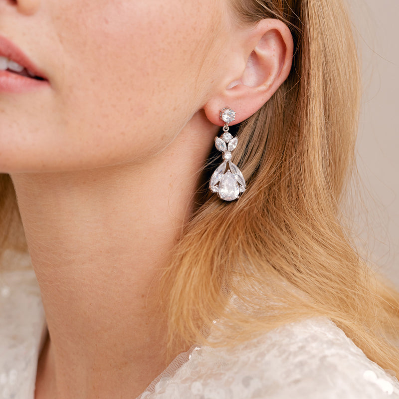 Amaya splayed crystal floral drop earrings - Liberty in Love