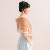 Apricot blush faux fur short bridal wrap - Liberty in Love