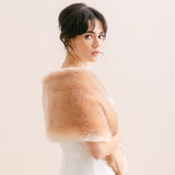 Apricot blush faux fur short bridal wrap - Liberty in Love