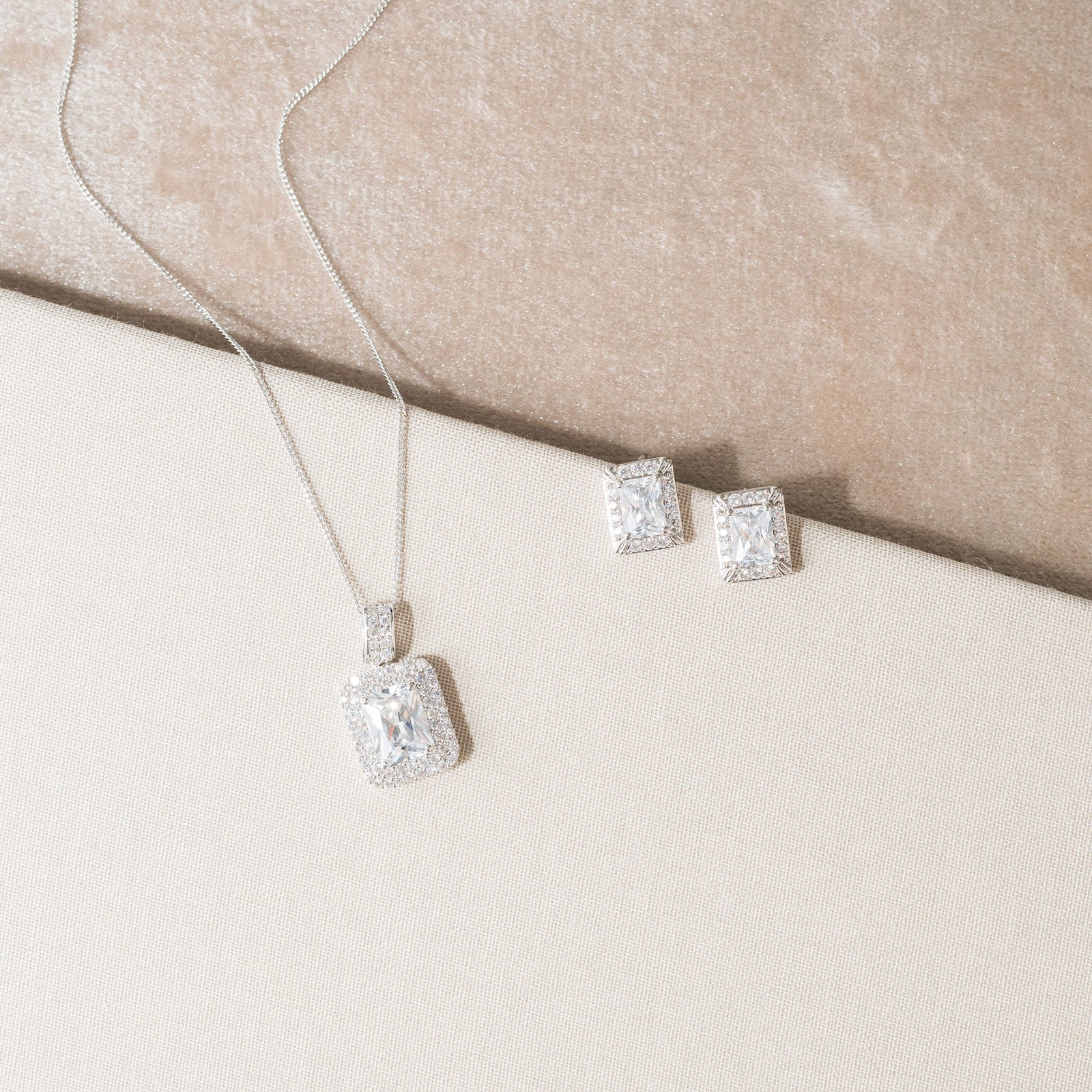 Art deco crystal necklace and earrings bridal jewellery set