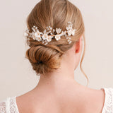 Aveline II floral beaded crystal sprig hair comb - Liberty in Love