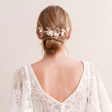 Aveline II floral beaded crystal sprig hair comb - Liberty in Love