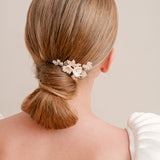 Aveline I floral beaded crystal sprig mini hair comb - Liberty in Love