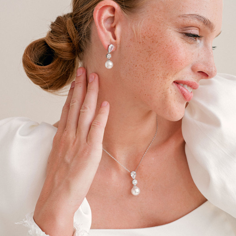 Avery crystal and pearl drop pendant necklace - Liberty in Love