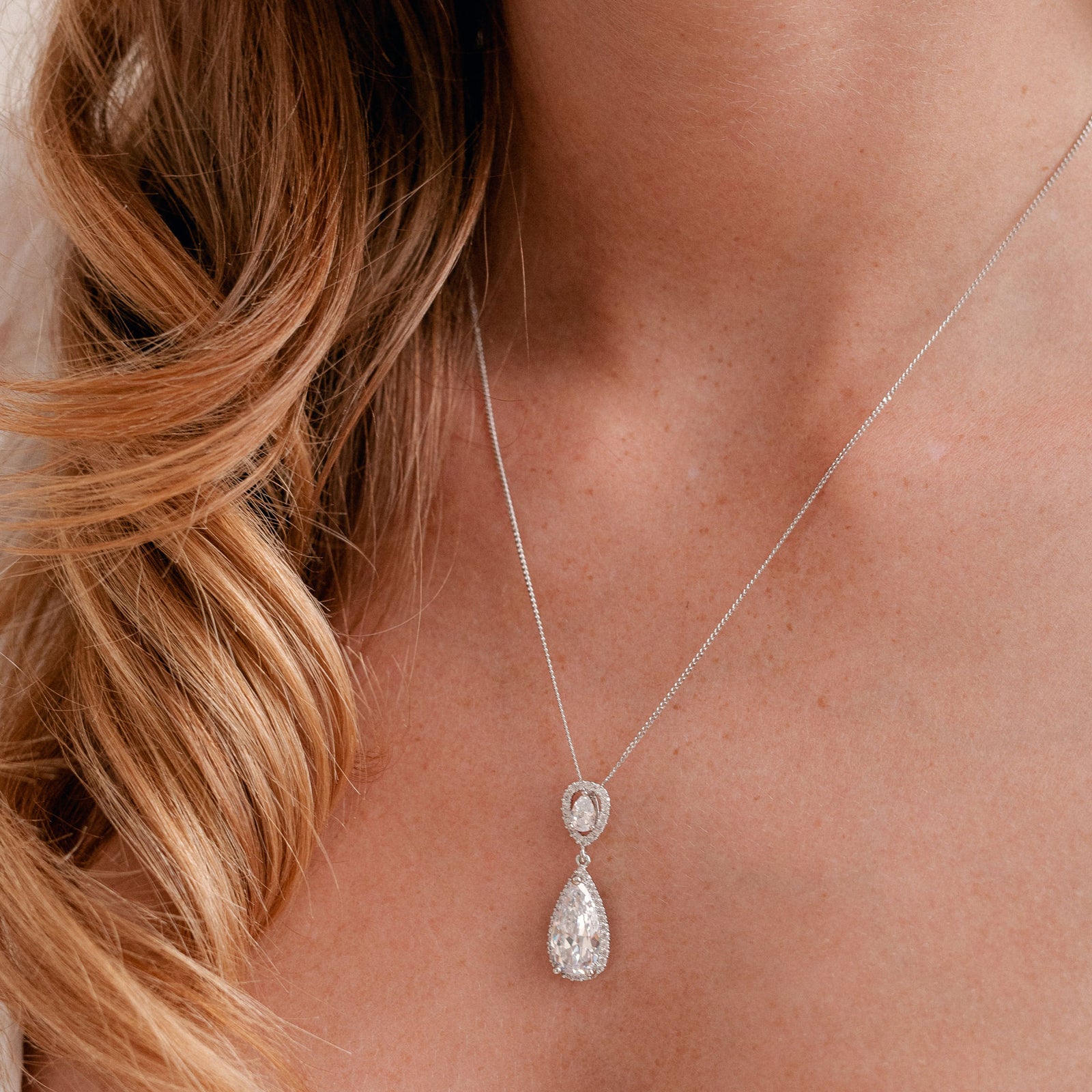 Bacall crystal necklace and earrings bridal jewellery set Ivory