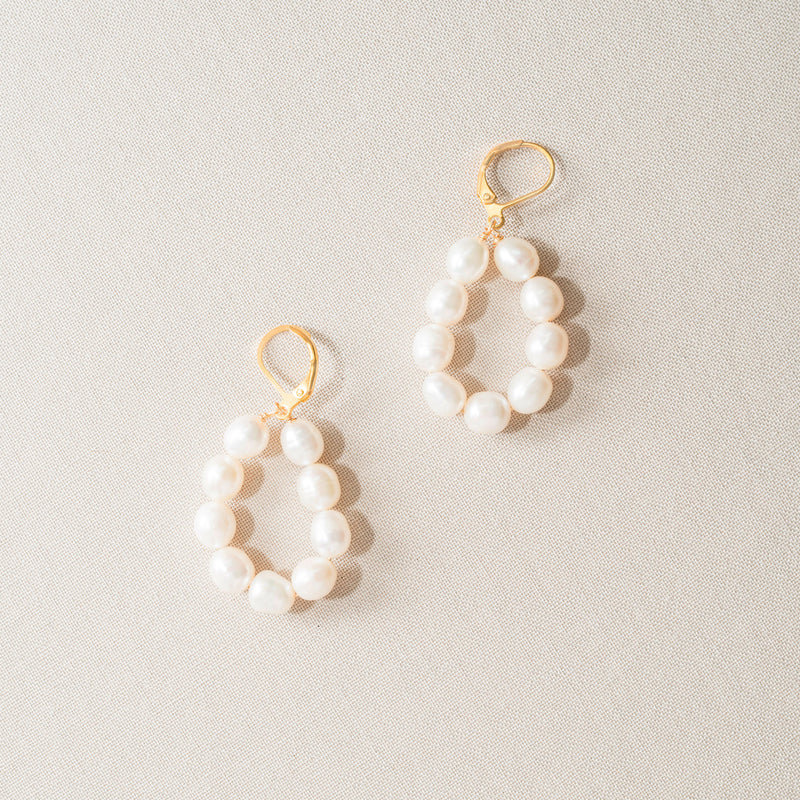 Baroque pearl hoop drop earrings (gold) - Liberty in Love