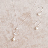 Blossom I pearl drop earrings and necklace set (silver) - Liberty in Love