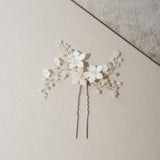 Clematis blossom and sprigs hair pin (silver) - Liberty in Love