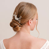 Clematis blossom and sprigs hair pin (silver) - Liberty in Love