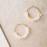Clustered pearl hoop earrings (gold) - Liberty in Love