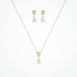 Coco pearl drop earrings and necklace set (gold) - Liberty in Love