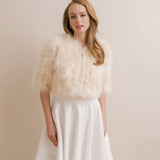 Cream cropped feather bridal jacket - Liberty in Love
