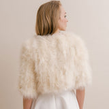 Cream cropped feather bridal jacket - Liberty in Love