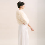 Ivory cropped feather bridal jacket - Liberty in Love