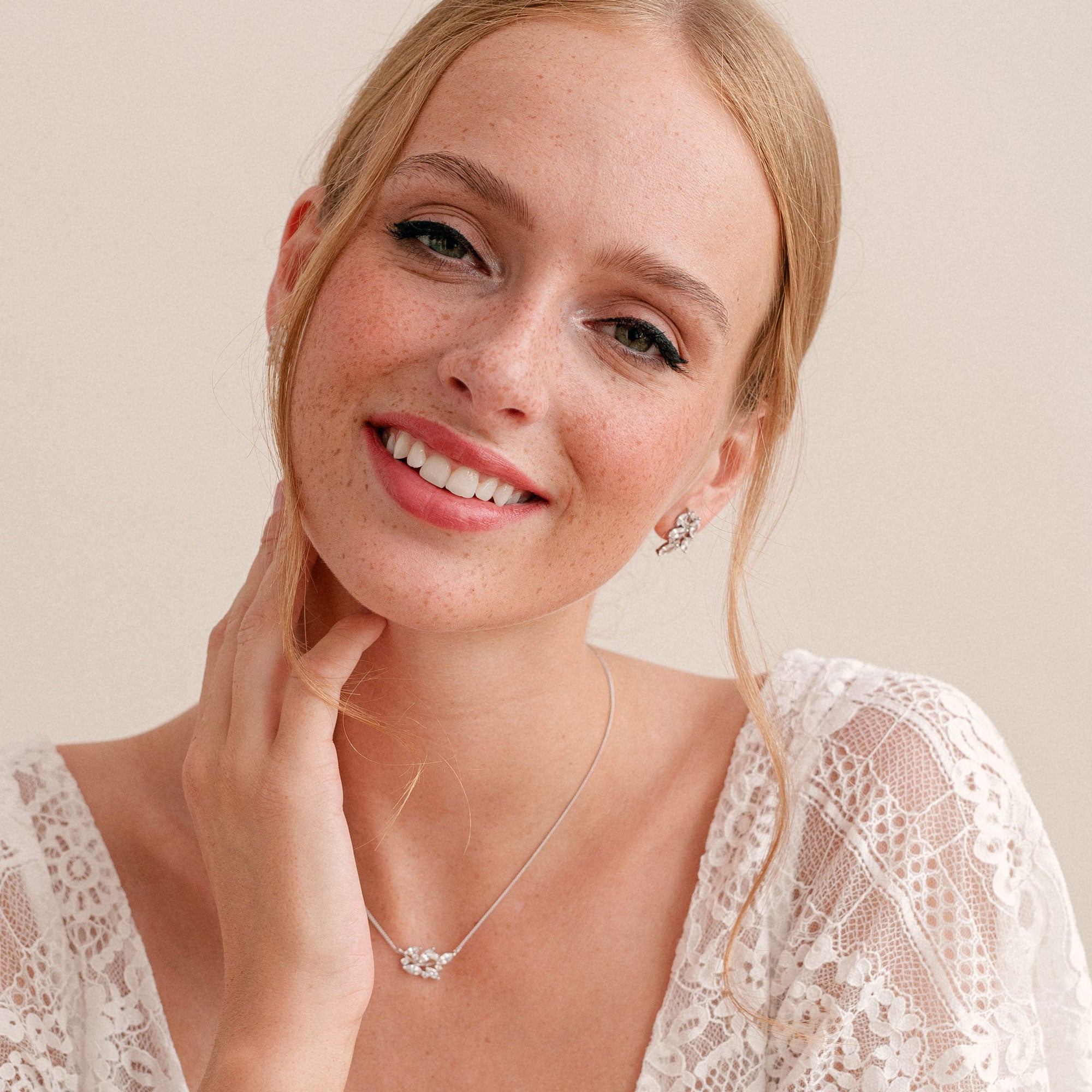 Cypress crystal pendant necklace and earrings bridal jewellery set