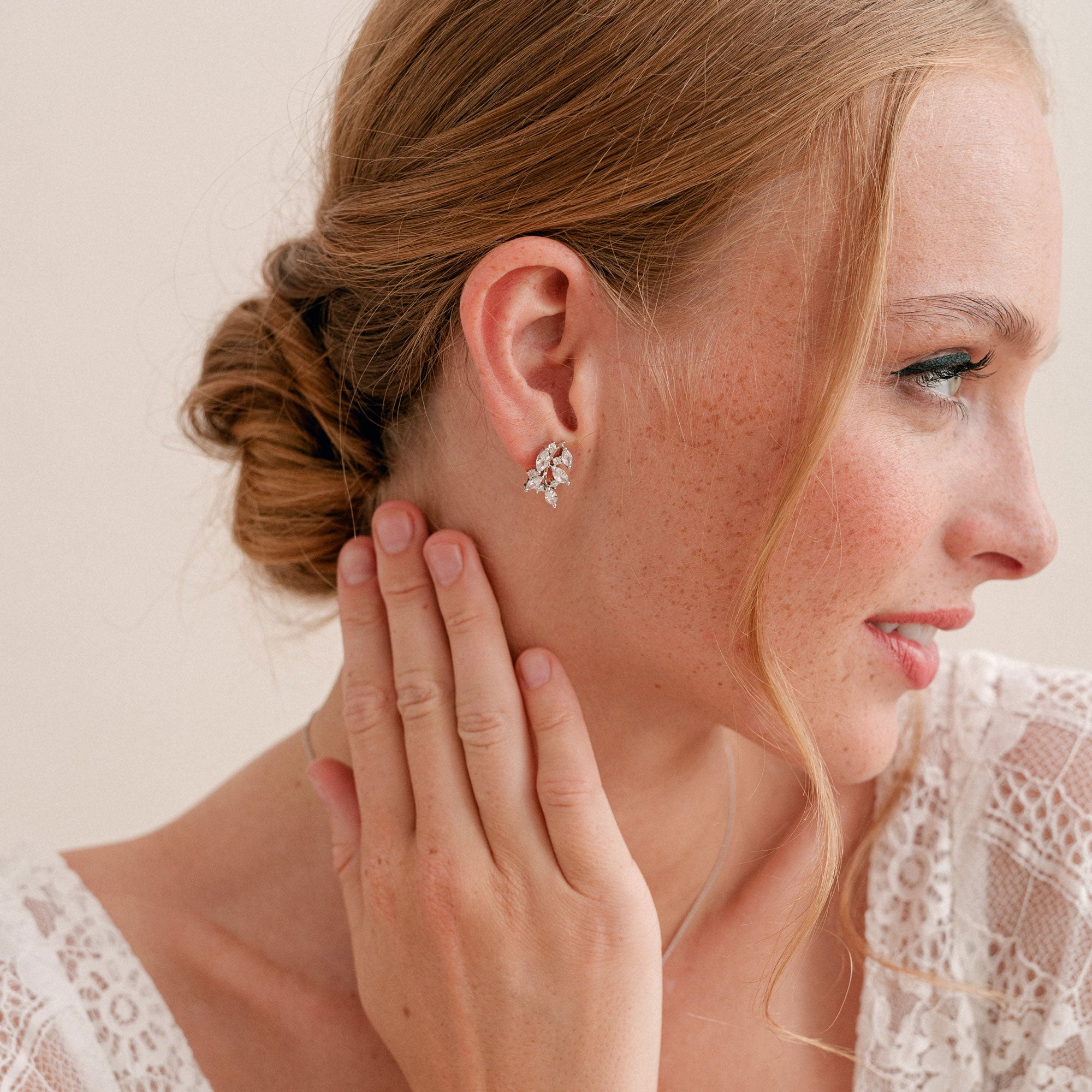 Cypress crystal pendant necklace and earrings bridal jewellery set
