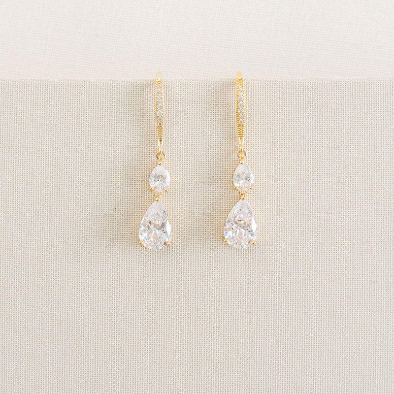 Detroit crystal double drop earrings (gold) - Liberty in Love