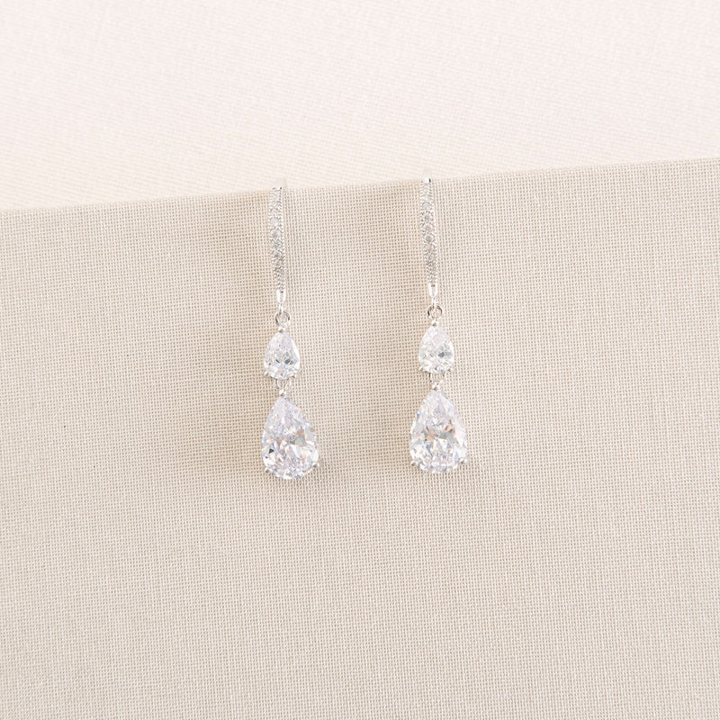 Detroit crystal double drop earrings (silver) - Liberty in Love