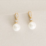 Dublin crystal classic pearl drop earrings (gold) - Liberty in Love