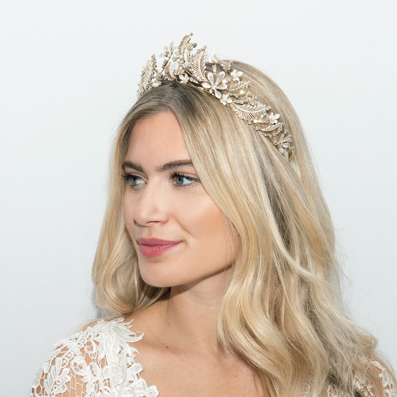 Darcie floral statement bridal tiara - Liberty in Love