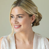 Dublin crystal classic pearl drop earrings (gold) - Liberty in Love