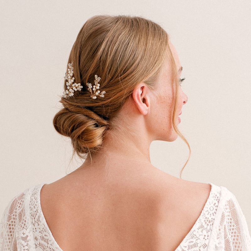 Ebba crystal and pearl sprig hair pins - Liberty in Love