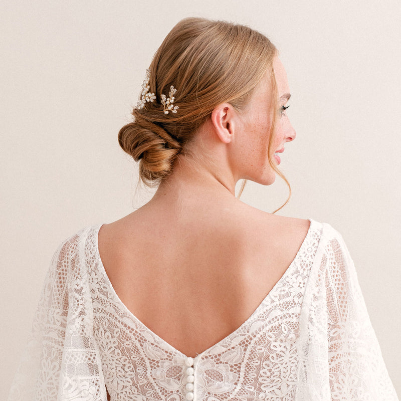 Ebba crystal and pearl sprig hair pins - Liberty in Love