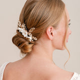 Elisabetta I ivory clay floral gold hair comb - Liberty in Love