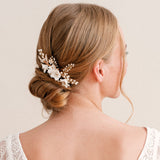 Elisabetta I ivory clay floral gold hair comb - Liberty in Love