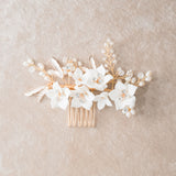 Elisabetta II ivory clay floral gold hair comb - Liberty in Love