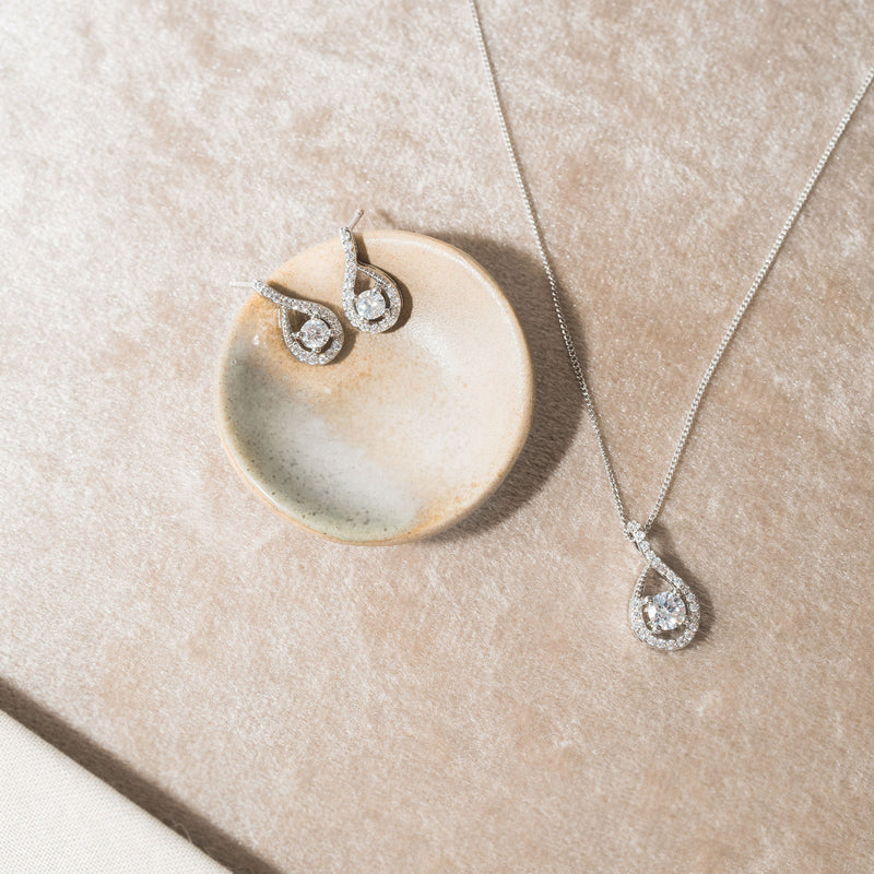 Eternity pendant and earrings bridal jewellery set - Liberty in Love