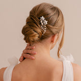 Fern crystal and pearl floral silver hair pin - Liberty in Love