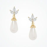 Fleurette navette teardrop pearl earrings (gold) - Liberty in Love