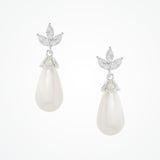 Fleurette navette teardrop pearl earrings (silver) - Liberty in Love