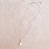 Fleurette navette teardrop pearl necklace (silver) - Liberty in Love