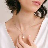 Fleurette navette teardrop pearl necklace (silver) - Liberty in Love