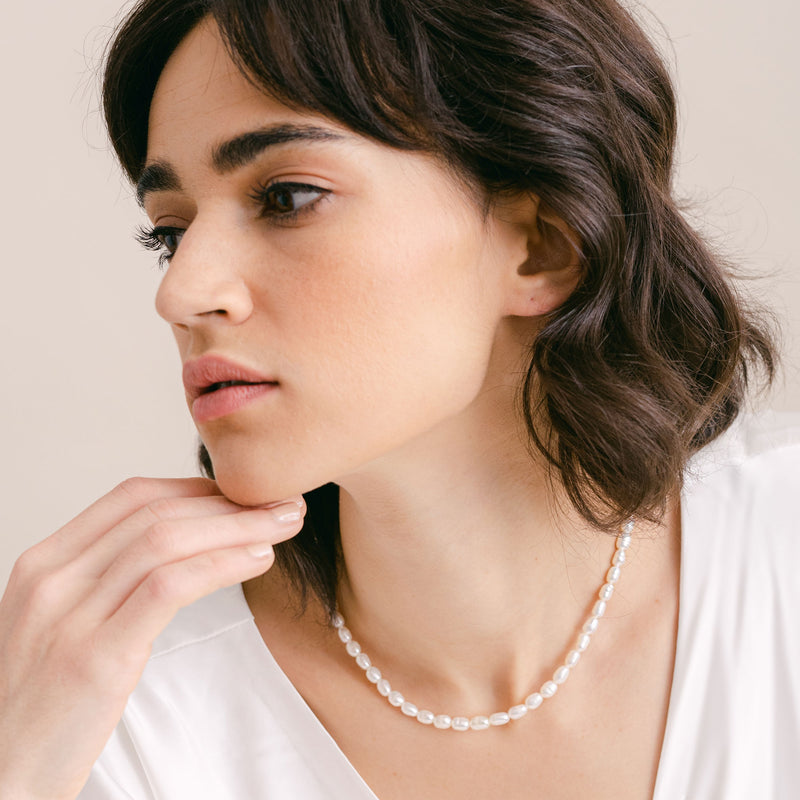 Freshwater rice pearl necklace (silver) - Liberty in Love