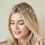 Aurora crystal and pearl hair vine (gold) - Liberty in Love