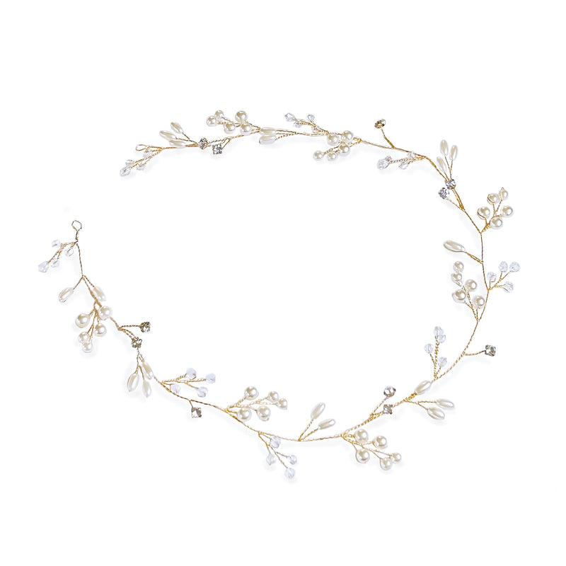 Aurora crystal and pearl hair vine (gold) - Liberty in Love