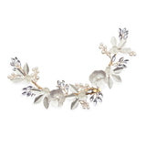 Bloom crystal and pearl enamelled floral crescent clip (gold) - Liberty in Love