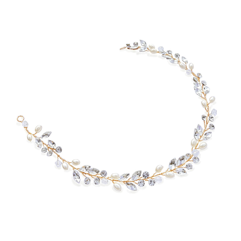Bohemia crystal and pearl hair vine (gold) - Liberty in Love