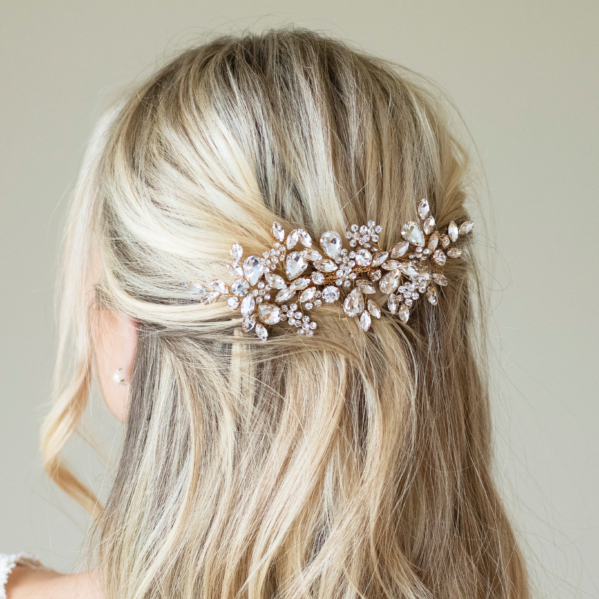 Golden crystal encrusted sparkling comb | Ivory & Co – Liberty in Love