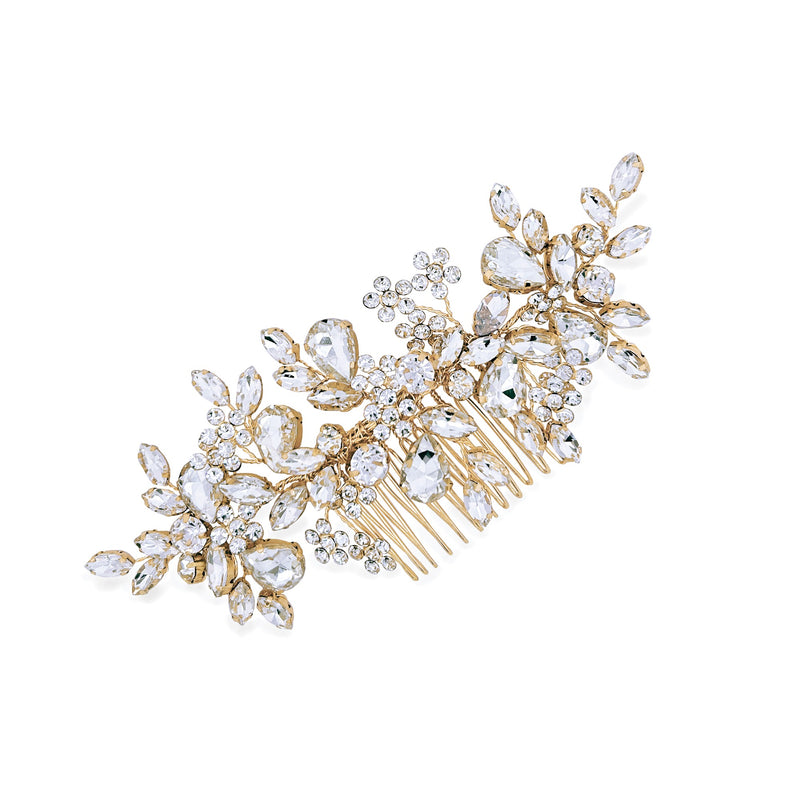 Golden crystal encrusted sparkling comb - Liberty in Love