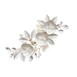Gardenia crystal and pearl enamelled floral clip (gold) - Liberty in Love