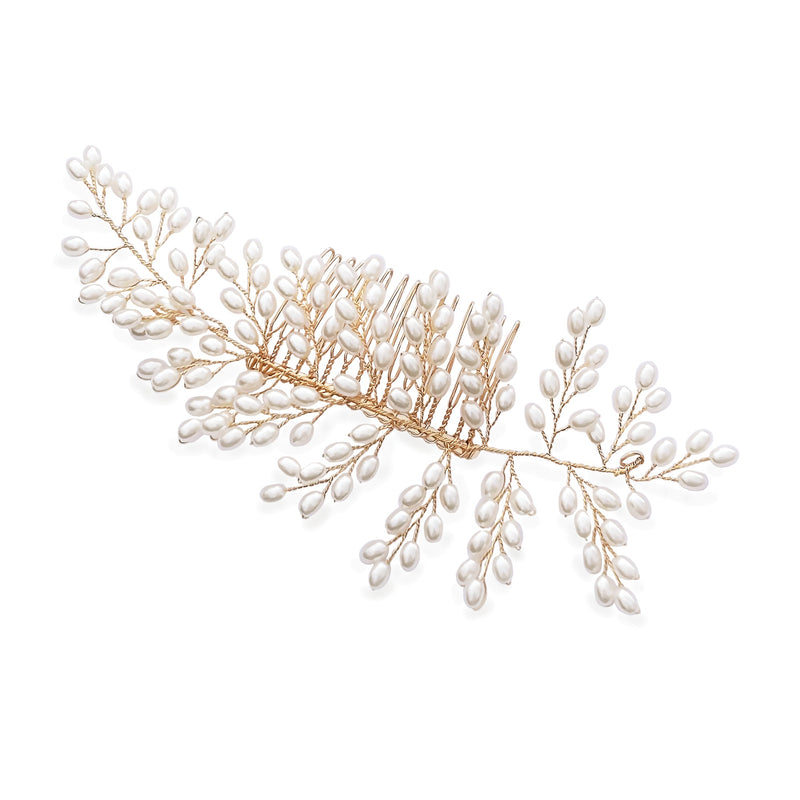 Seaspray pearl cluster comb (gold) - Liberty in Love