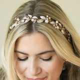 Skylark crystal and pearl enamelled hair vine (gold) - Liberty in Love