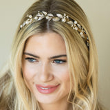 Skylark crystal and pearl enamelled hair vine (gold) - Liberty in Love