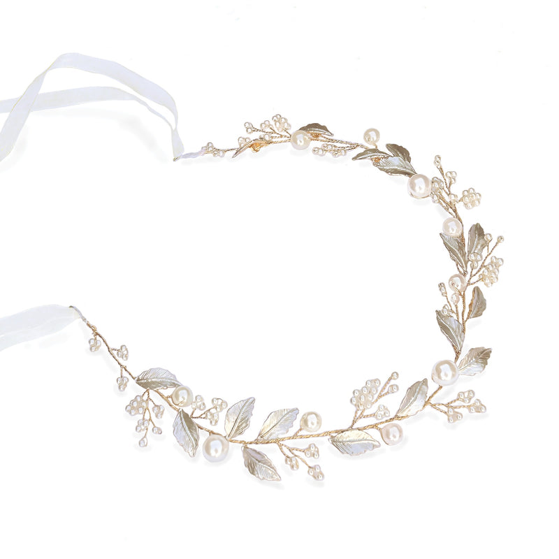 Skylark crystal and pearl enamelled hair vine (gold) - Liberty in Love