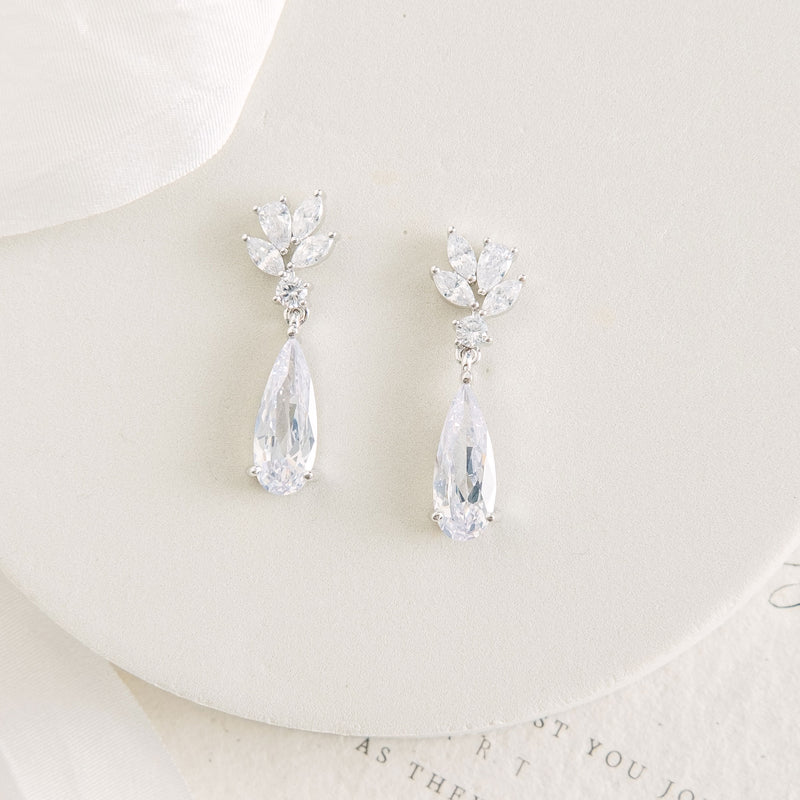Harrogate crystal teardrop earrings (silver) - Liberty in Love