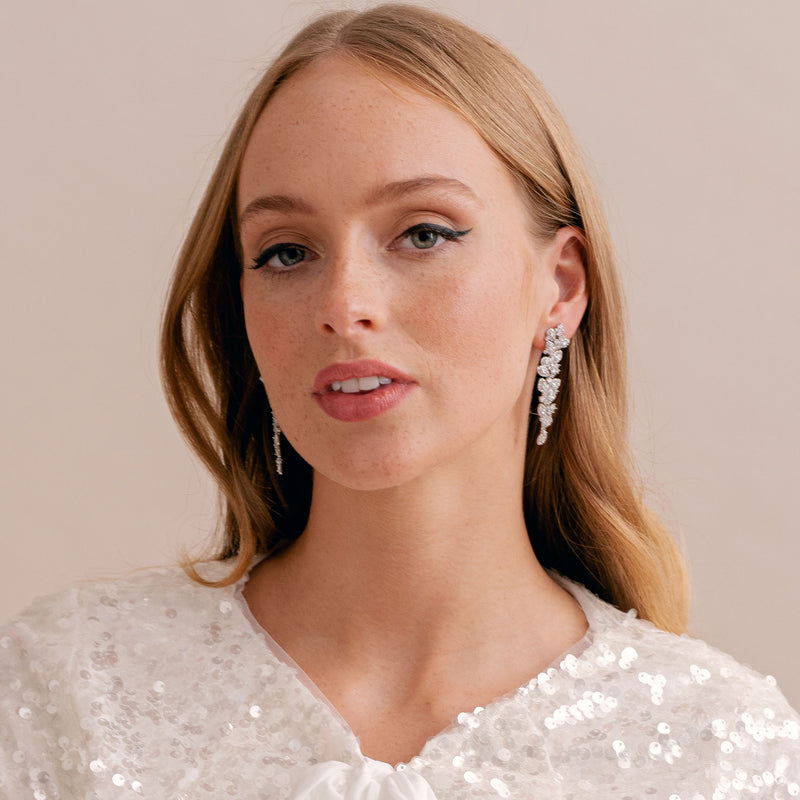 Haley long drop crystal leaves earrings - Liberty in Love